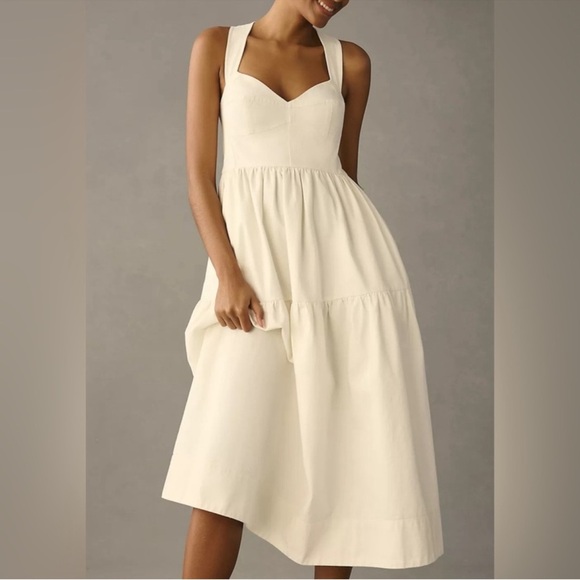 Anthropologie Forever That Girl Denim white long midi dress small - Picture 4 of 5